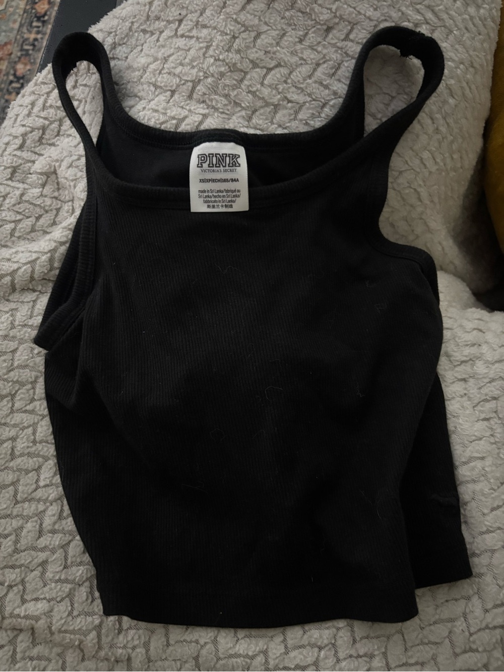 PINK Victoria's Secret Black Ribbed Cropped Tank W/Built In Bra
Open to offers🖤